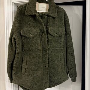 American Eagle Outfitters Forest Green Teddy Jacket